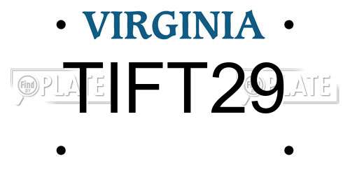 TIFT29 Virginia License Plate