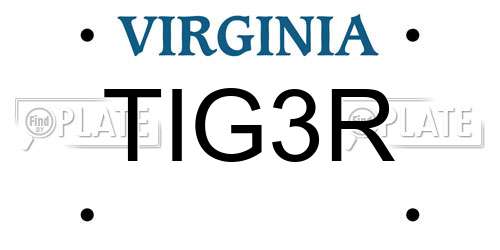 TIG3R Virginia License Plate
