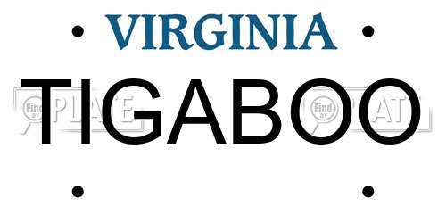 TIGABOO Virginia License Plate