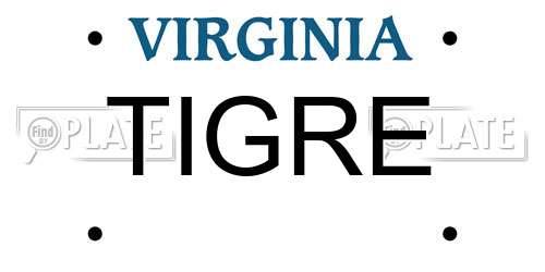 TIGRE Virginia License Plate