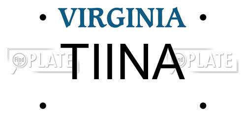 TIINA Virginia License Plate