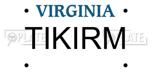 TIKIRM Virginia License Plate