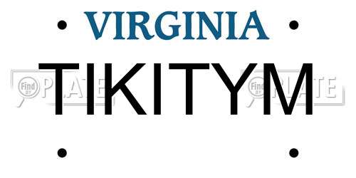 TIKITYM Virginia License Plate