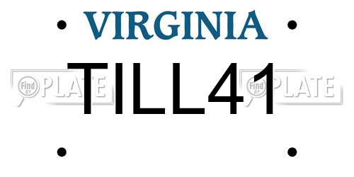 TILL41 Virginia License Plate