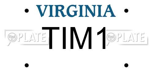 TIM1 Virginia License Plate