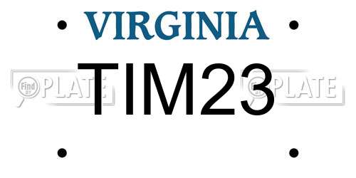 TIM23 Virginia License Plate