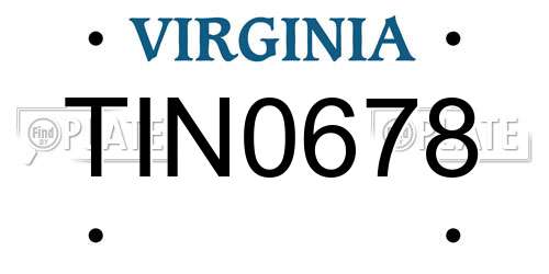 TIN0678 Virginia License Plate