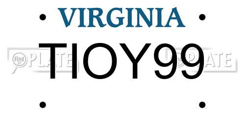 TIOY99 Virginia License Plate