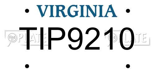 TIP9210 Virginia License Plate