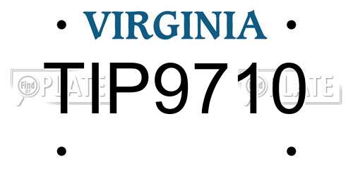 TIP9710 Virginia License Plate
