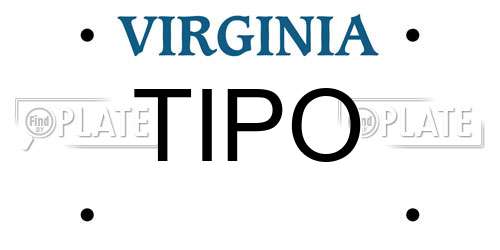 TIPO Virginia License Plate