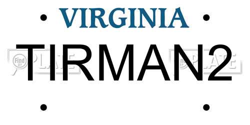 TIRMAN2 Virginia License Plate