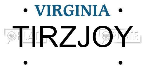 TIRZJOY Virginia License Plate