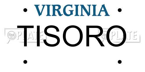 TISORO Virginia License Plate