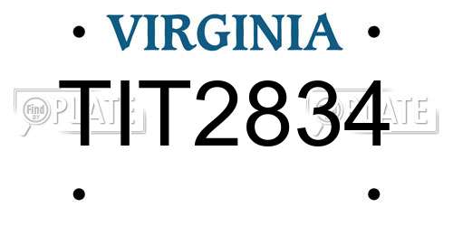 TIT2834 Virginia License Plate