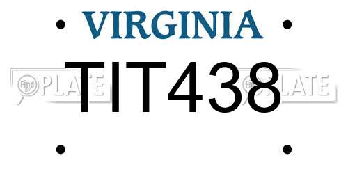 TIT438 Virginia License Plate