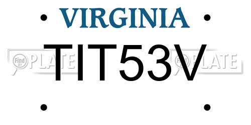 TIT53V Virginia License Plate