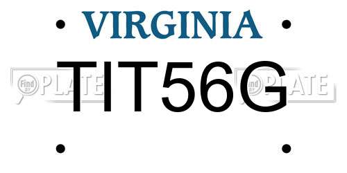 TIT56G Virginia License Plate