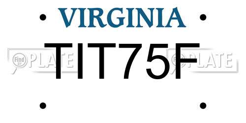 TIT75F Virginia License Plate