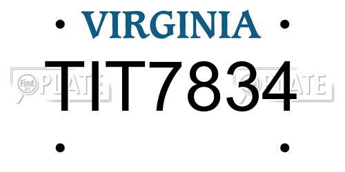 TIT7834 Virginia License Plate