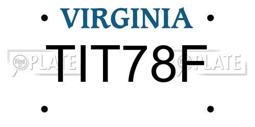 TIT78F Virginia License Plate