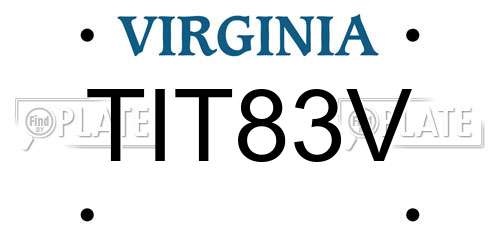 TIT83V Virginia License Plate