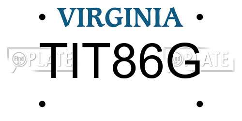 TIT86G Virginia License Plate