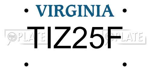 TIZ25F Virginia License Plate