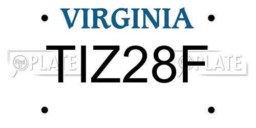 TIZ28F Virginia License Plate