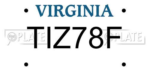 TIZ78F Virginia License Plate