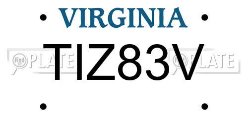 TIZ83V Virginia License Plate