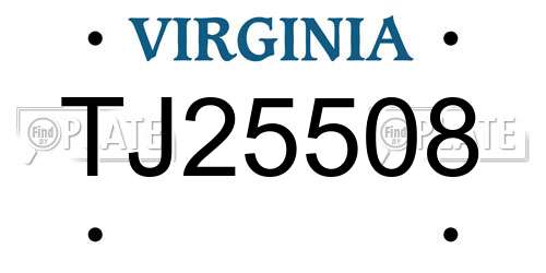 TJ25508 Virginia License Plate