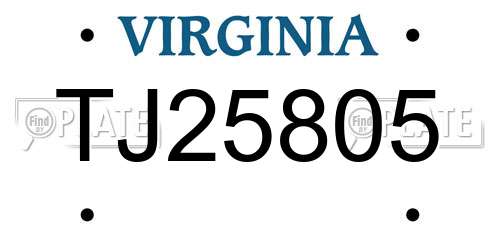 TJ25805 Virginia License Plate