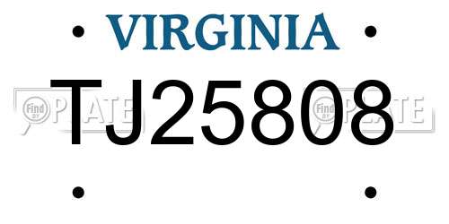 TJ25808 Virginia License Plate