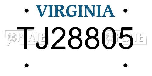 TJ28805 Virginia License Plate