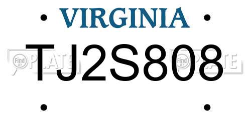 TJ2S808 Virginia License Plate