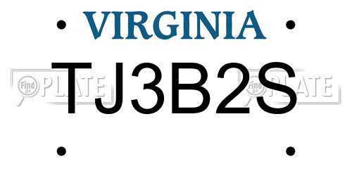 TJ3B2S Virginia License Plate