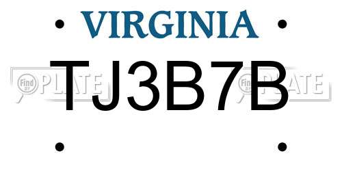 TJ3B7B Virginia License Plate
