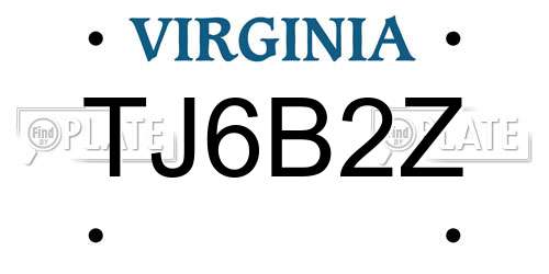 TJ6B2Z Virginia License Plate