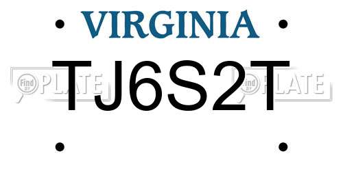 TJ6S2T Virginia License Plate