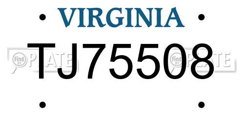 TJ75508 Virginia License Plate