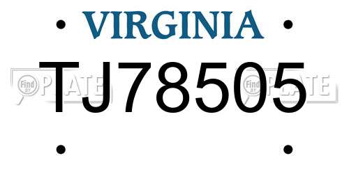 TJ78505 Virginia License Plate
