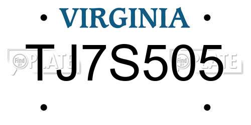 TJ7S505 Virginia License Plate
