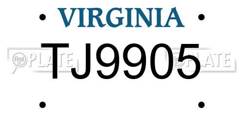 TJ9905 Virginia License Plate