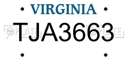 TJA3663 Virginia License Plate