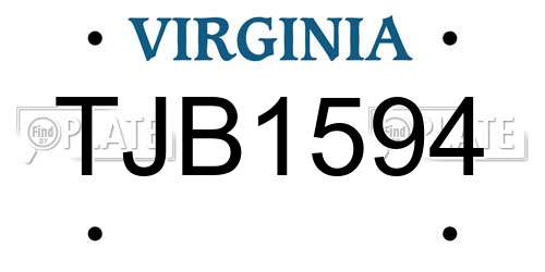 TJB1594 Virginia License Plate