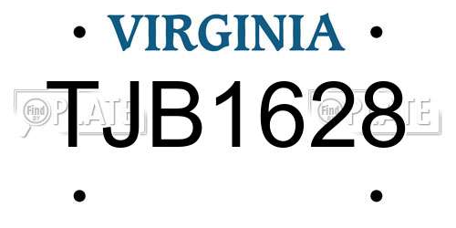 TJB1628 Virginia License Plate