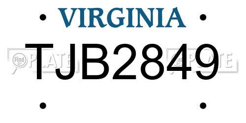 TJB2849 Virginia License Plate