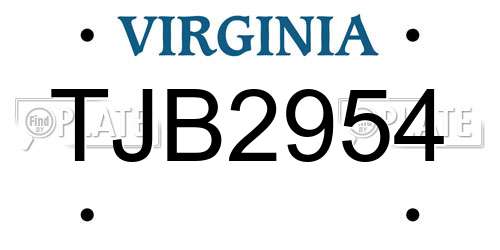 TJB2954 Virginia License Plate