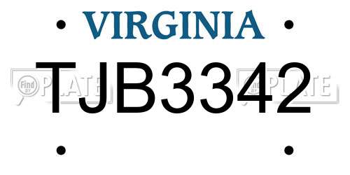 TJB3342 Virginia License Plate
